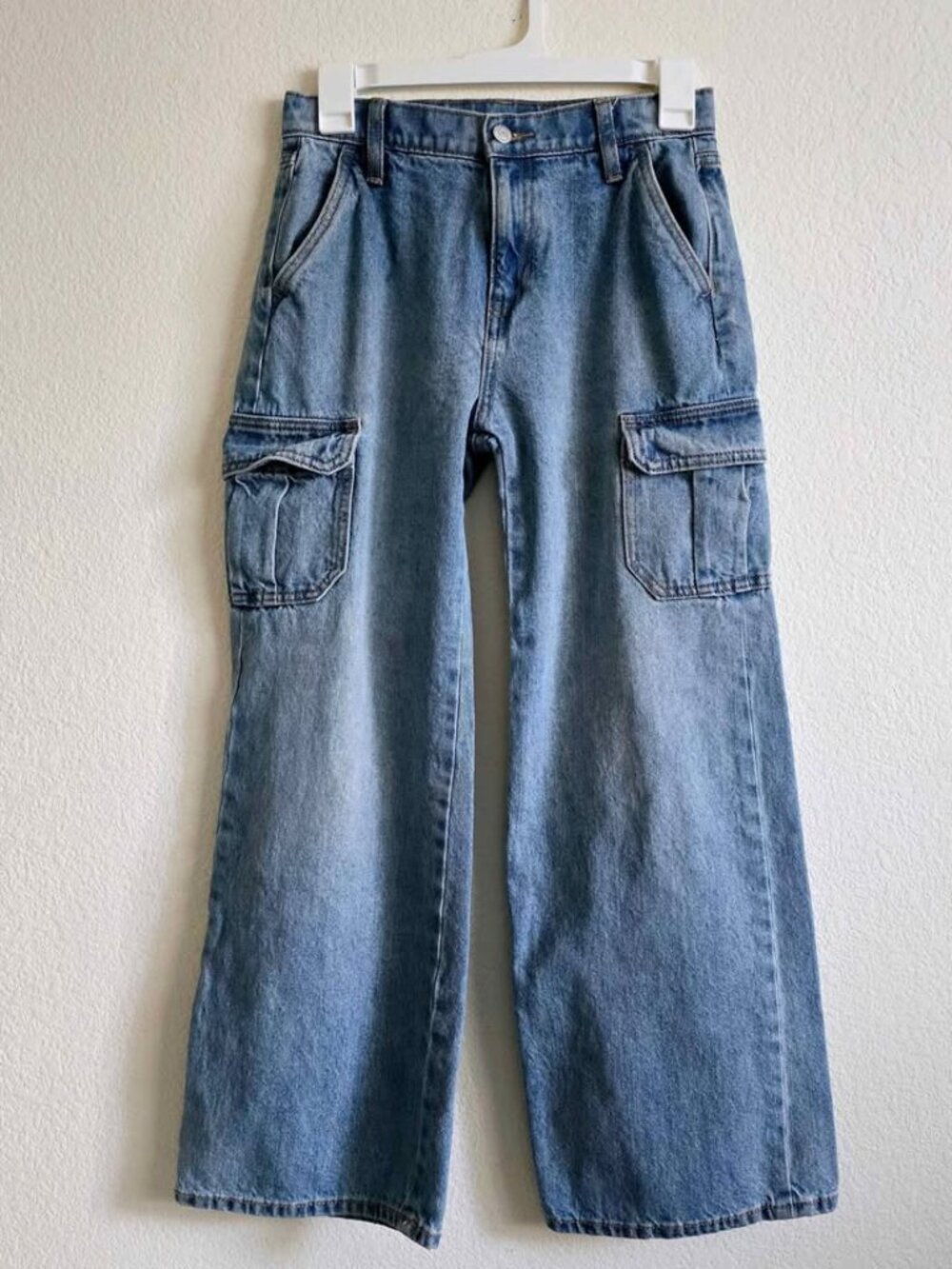 High Waisted Baggy Wide-Leg Cargo Jean for Girls